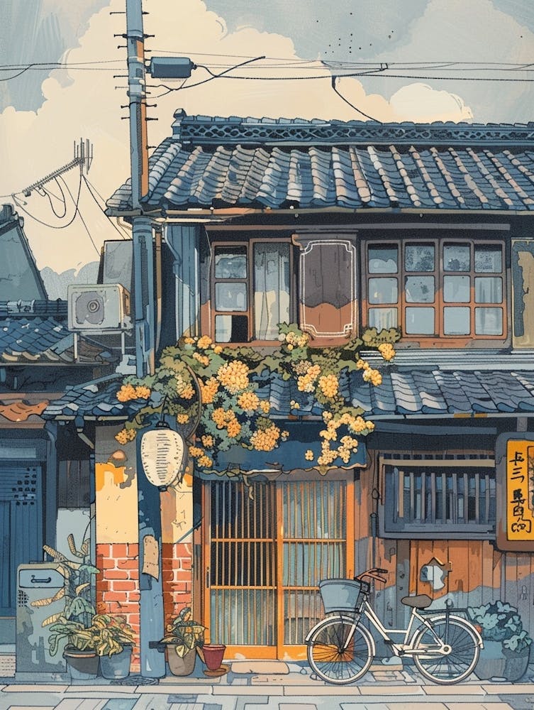 Osaka Japan 4 Retro Illustration