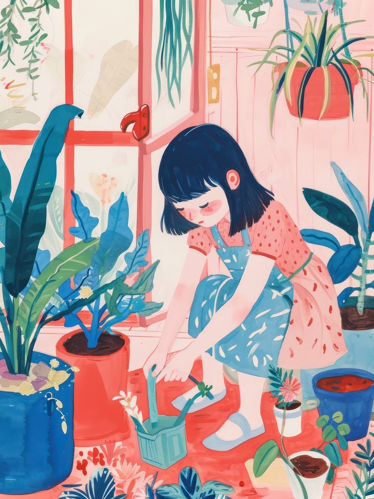 Fille Jardinant Illustration Kawaii Lo Fi 3