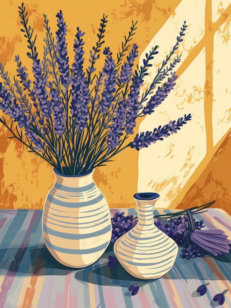 Lavender Flowers On A Table   Contemporary Illustration 4