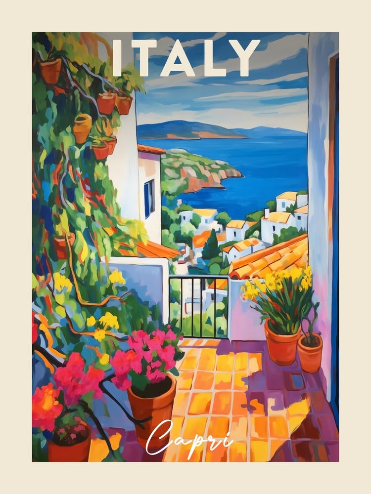 Capri Italy 3 Fauvist Painting  Travel Poster