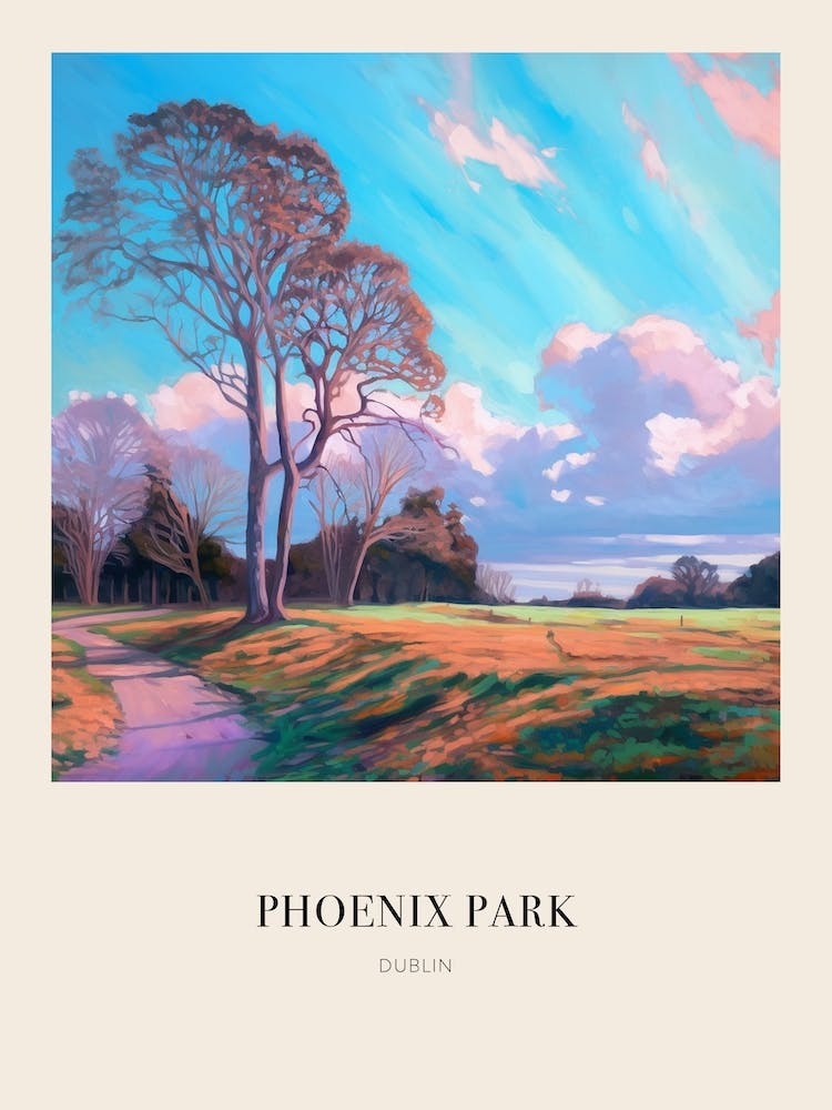 Phoenix Park Dublin 3 Vintage Cezanne Inspired Poster
