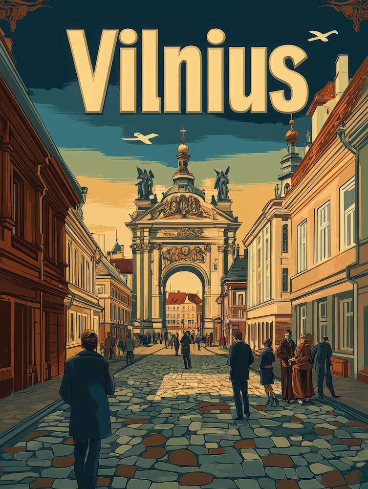 Aihrgdesign A Retro Travel Poster For Vilnius 4
