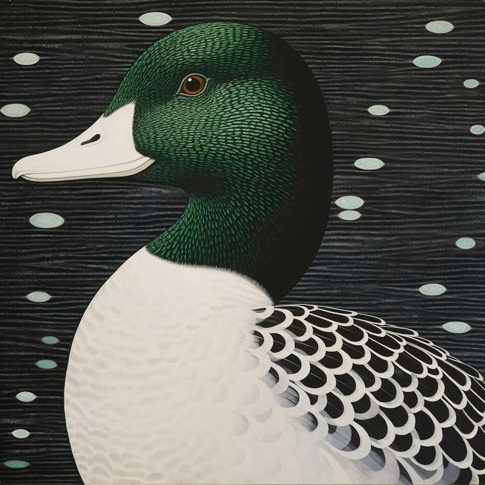 Ohara Koson Inspired Bird Painting Duck 1 Square