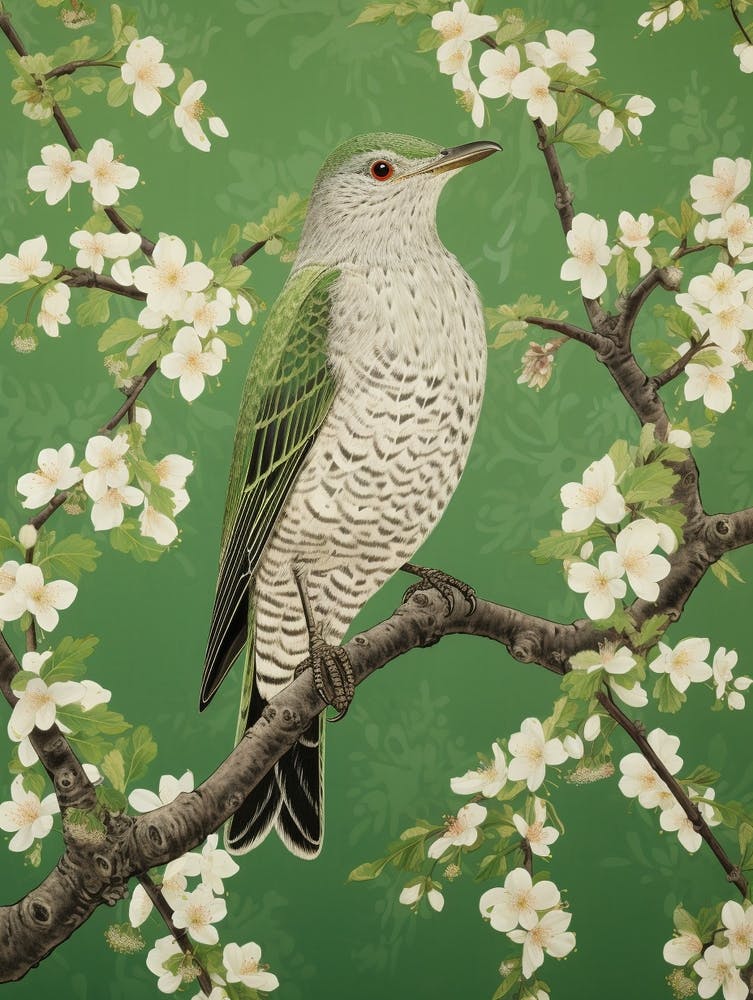 Ohara Koson Inspired Bird Painting Cuckoo 4