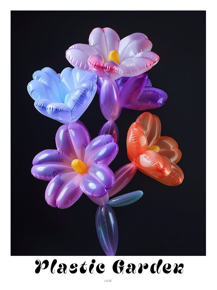 Bright Inflatable Flowers Poster Lilac