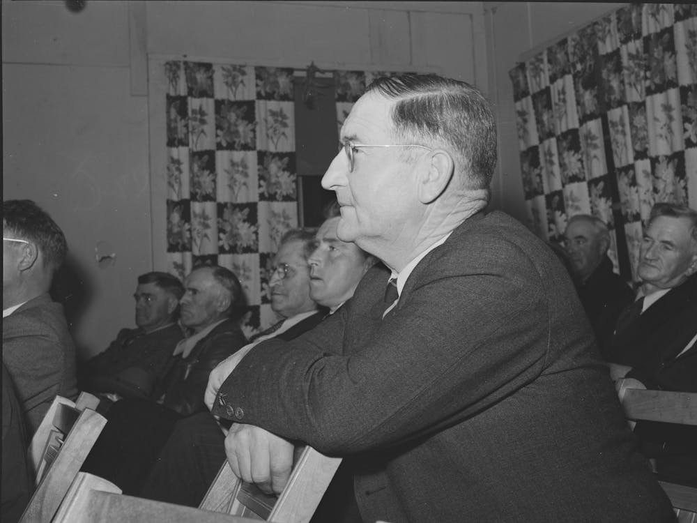 Farmer Meeting, Gold Hill, Placer County, California By Russell Lee