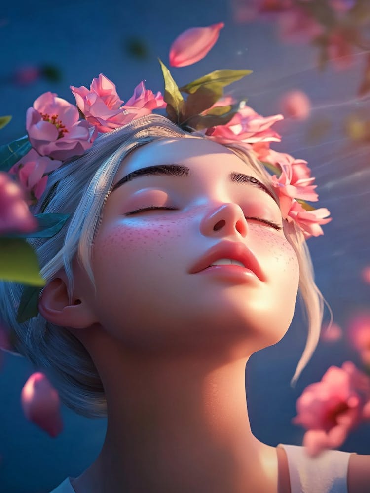 Girl With Flowers In Her Hair 1