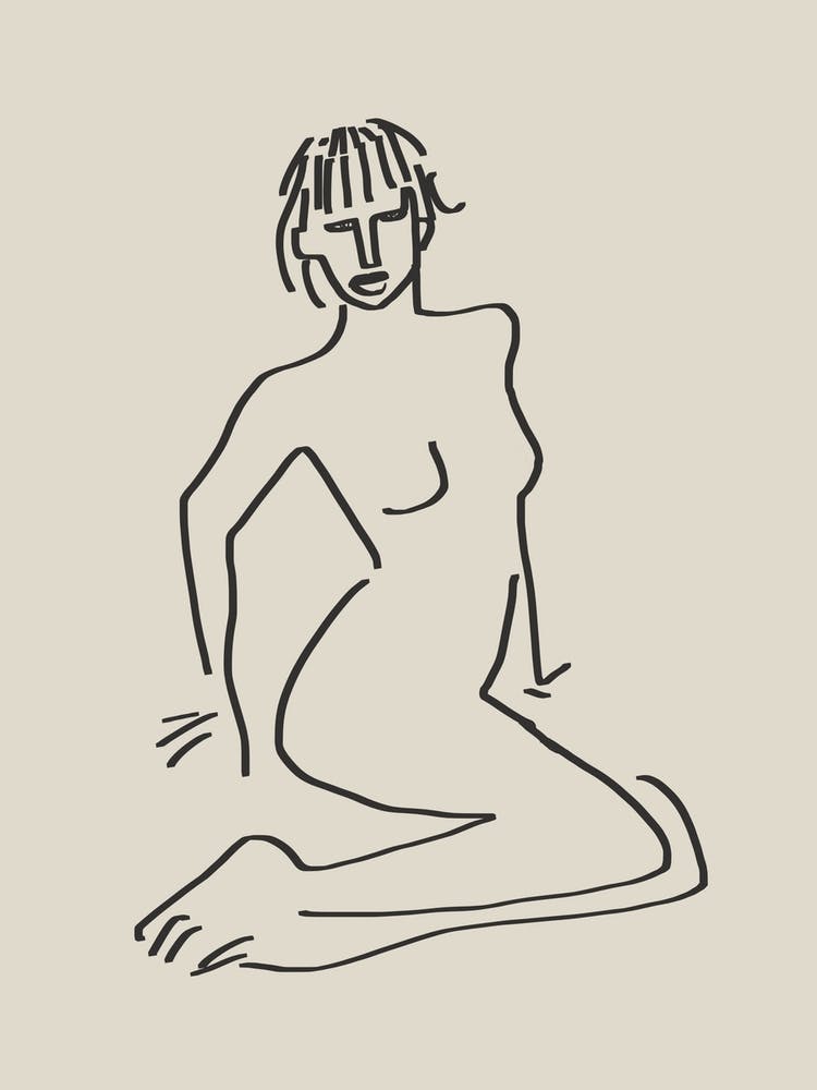 Line Art Seated Nude Candid