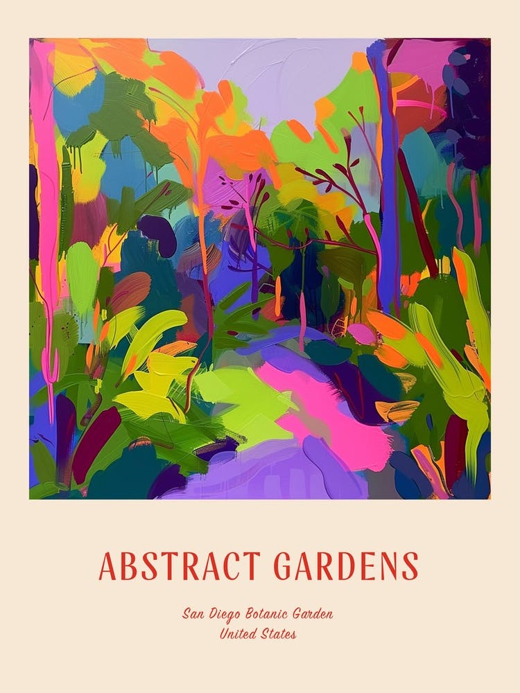 Colourful Gardens San Diego Botanic Garden Usa 2 Red Poster