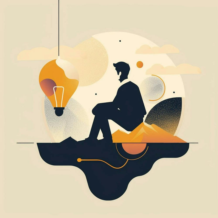 Illustration Of A Man Sitting On A Hill