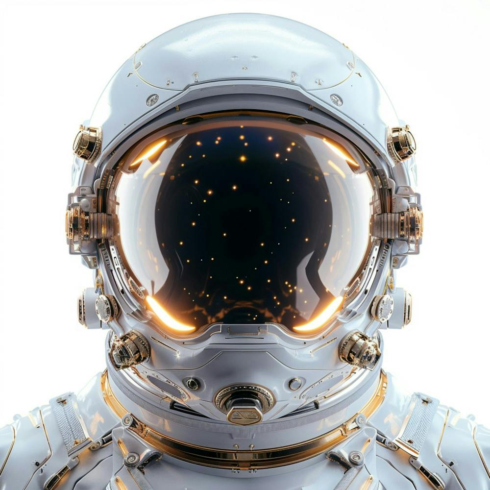 3d Unreal Render, Futuristic Astronaut Helmet Facing Forward Toward The Camera To Use As An Nft Layer, White Background