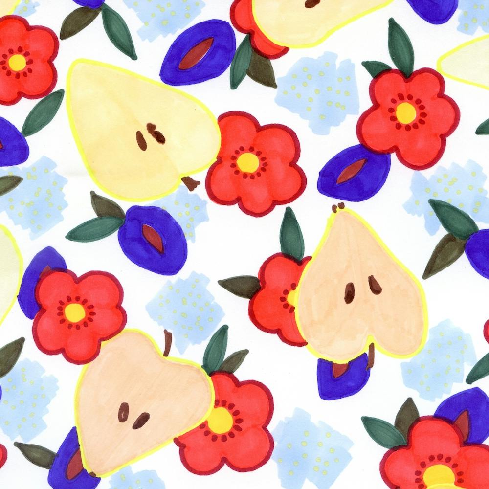 Pear And Flower Pattern