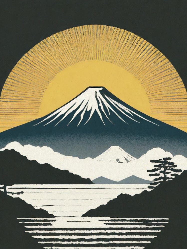 Firefly A Serene Scene Of Mount Fuji At Sunrise Ukiyo E Style 35908 Verbessert Sr