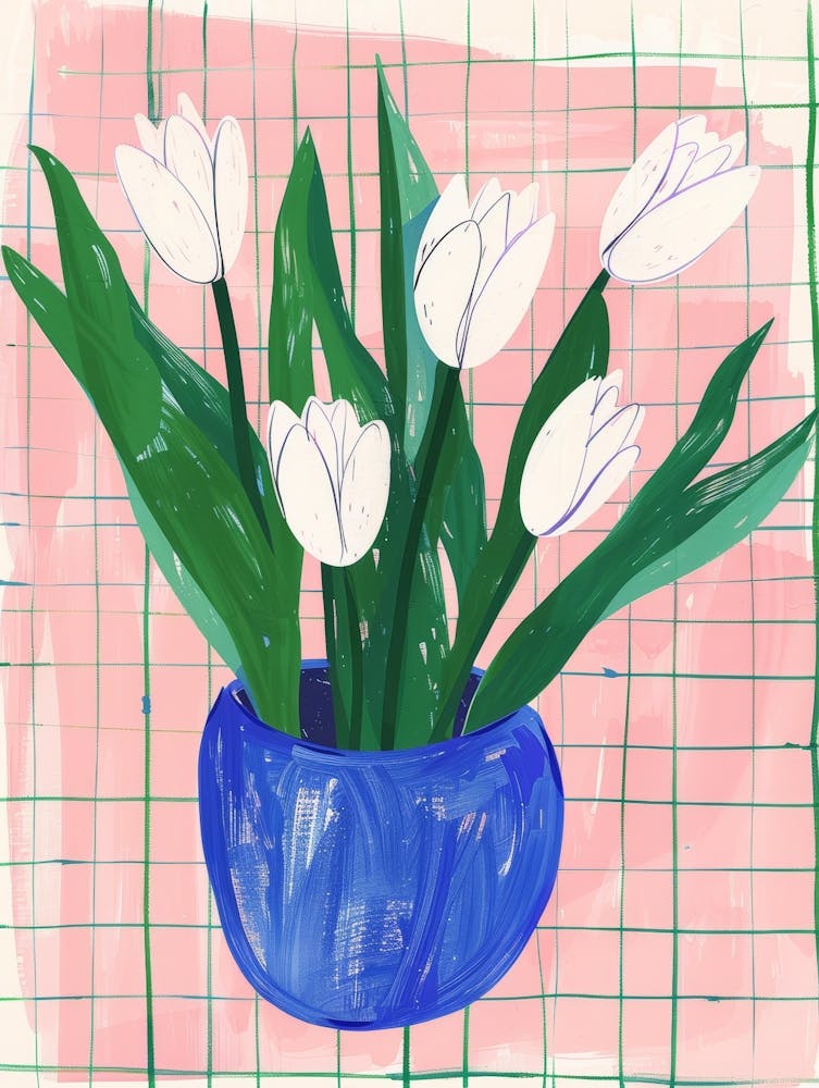 Tulips In A Blue Vase 2