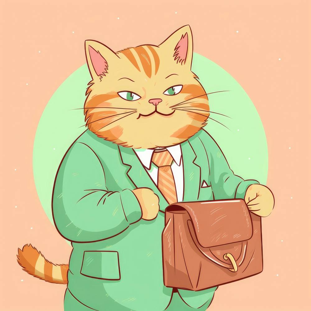 Cartoon Cat With Briefcase