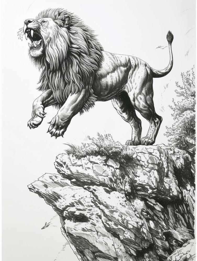 Barbary Lion Relief Illustration On A Cliff 1