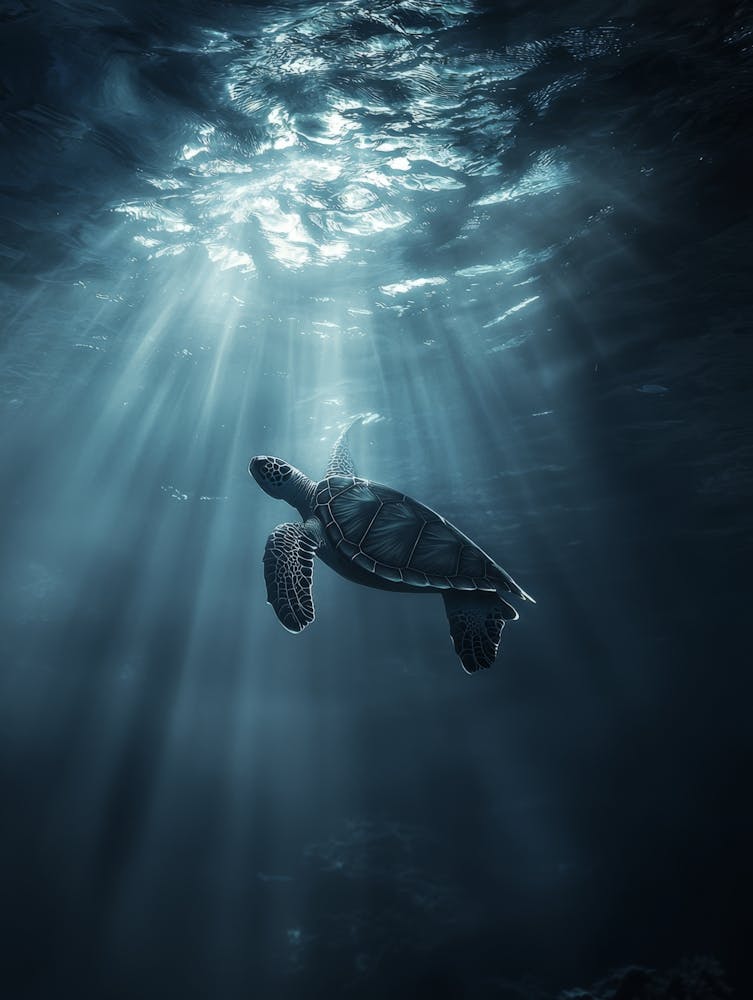 Sea Turtle In The Ocean. Generated AI. 3