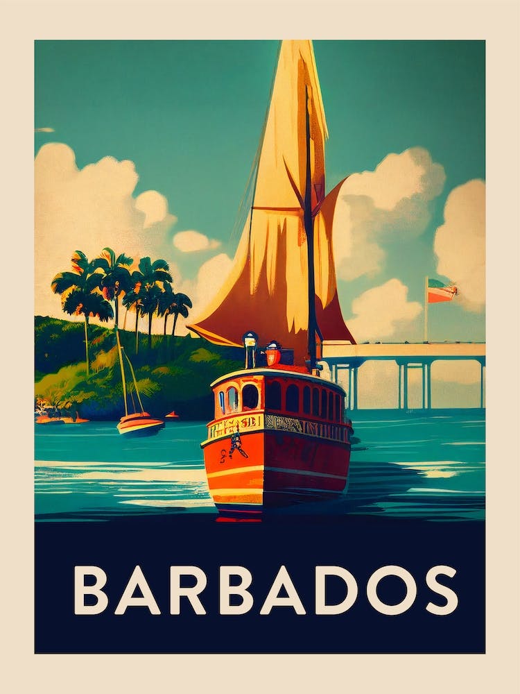 Barbados Vintage Travel Poster