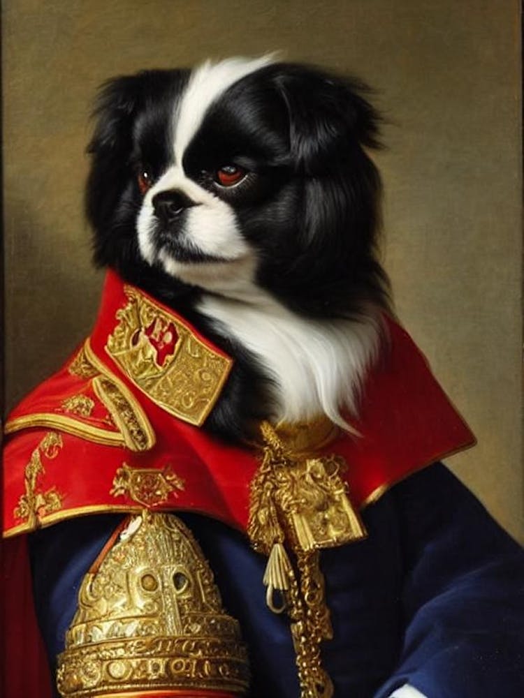 Pekingese Renaissance Porträt Ölgemälde