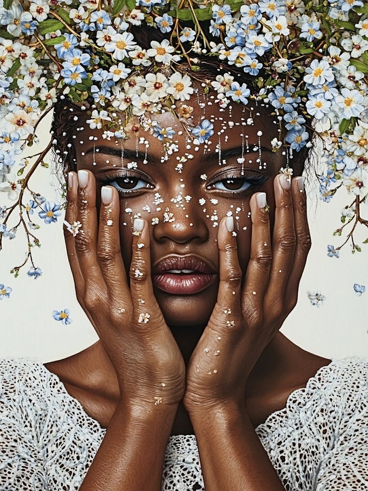 Afrofuturism - Black Woman with Flowers