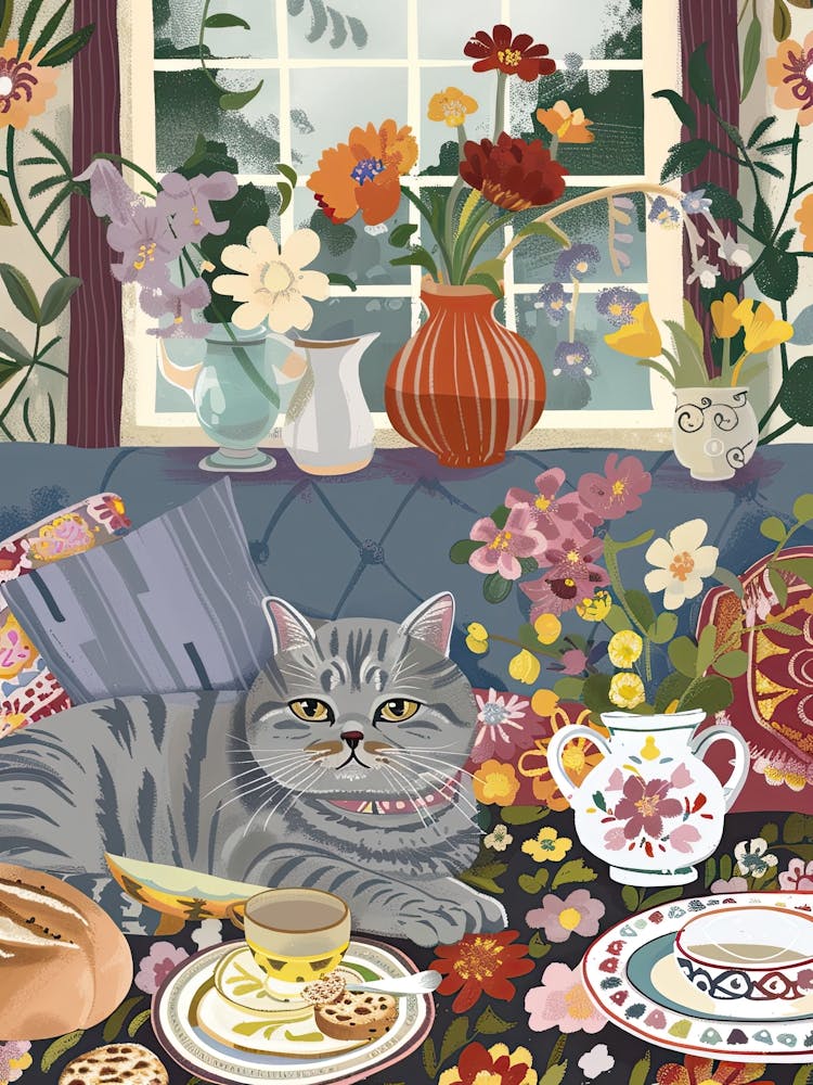 Tea Time With A British Shorthair Cat 4