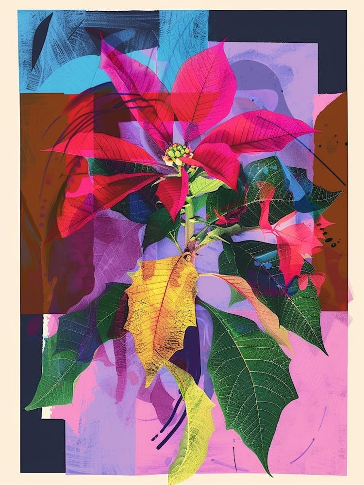 Poinsettia 4 Neon Flower Collage