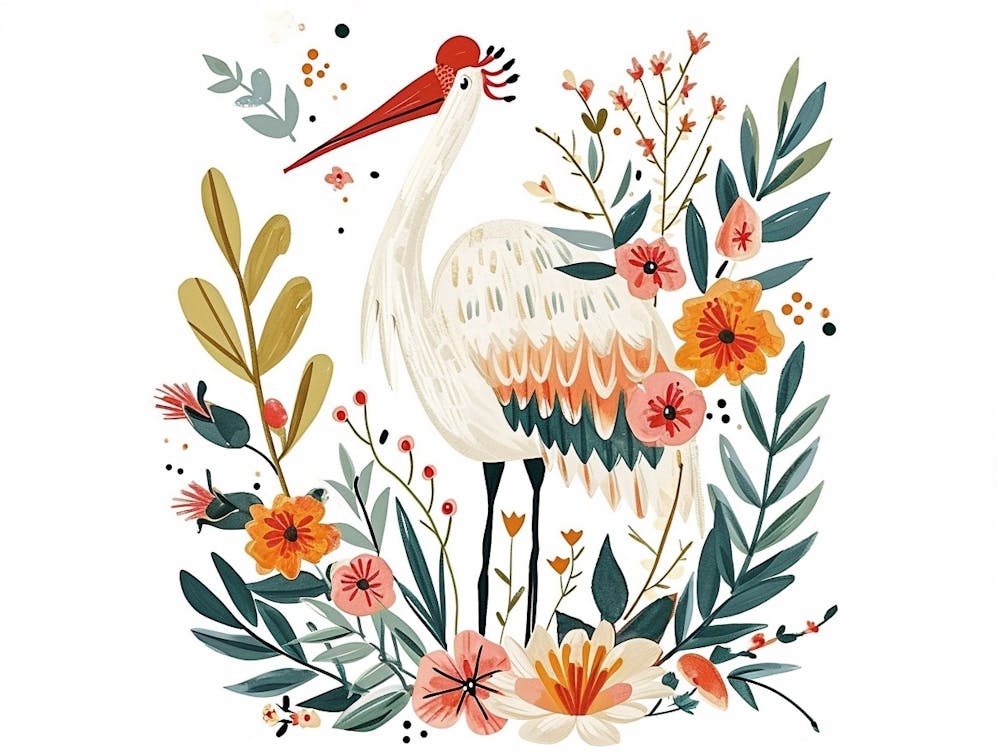 Little Floral Crane 3