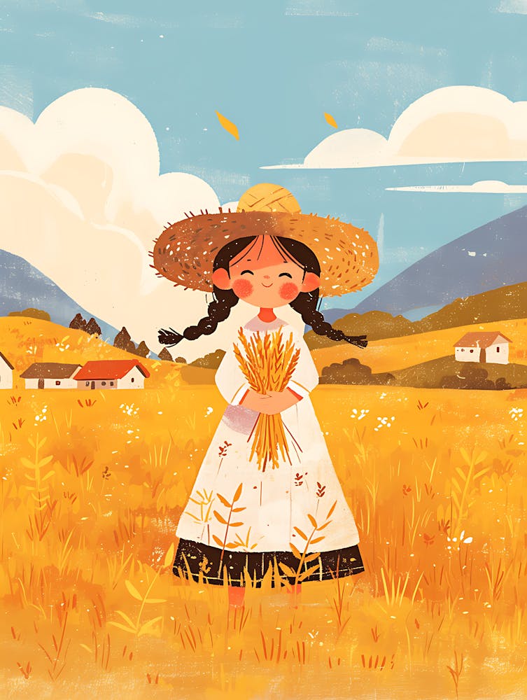 Girl In A Wheat Field