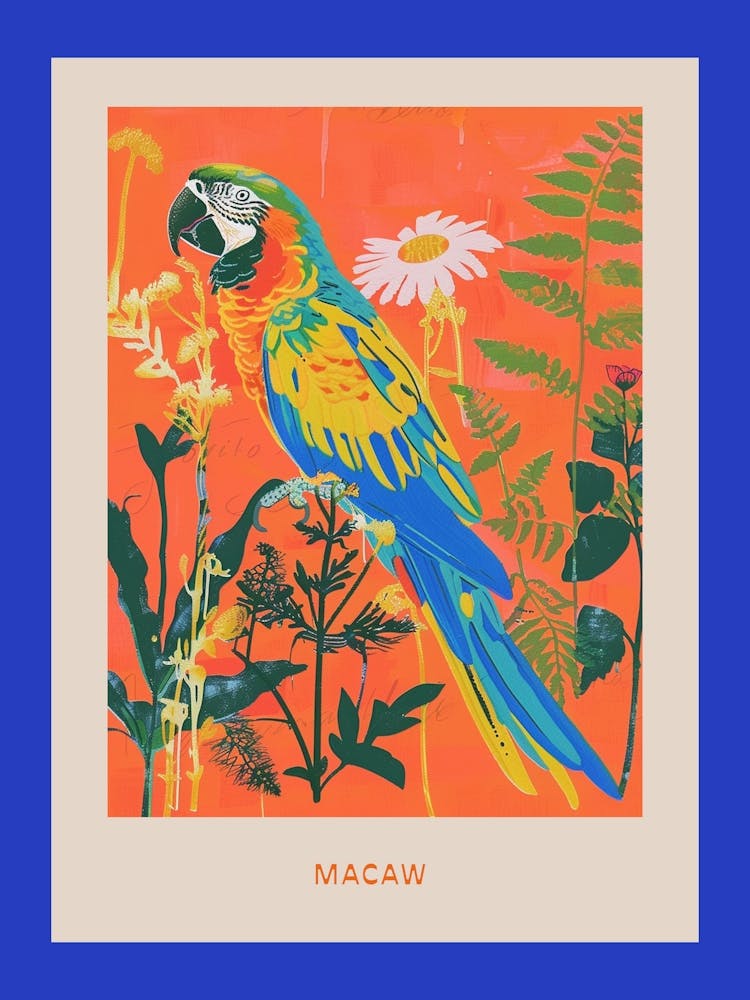 Spring Birds Poster Macaw 2