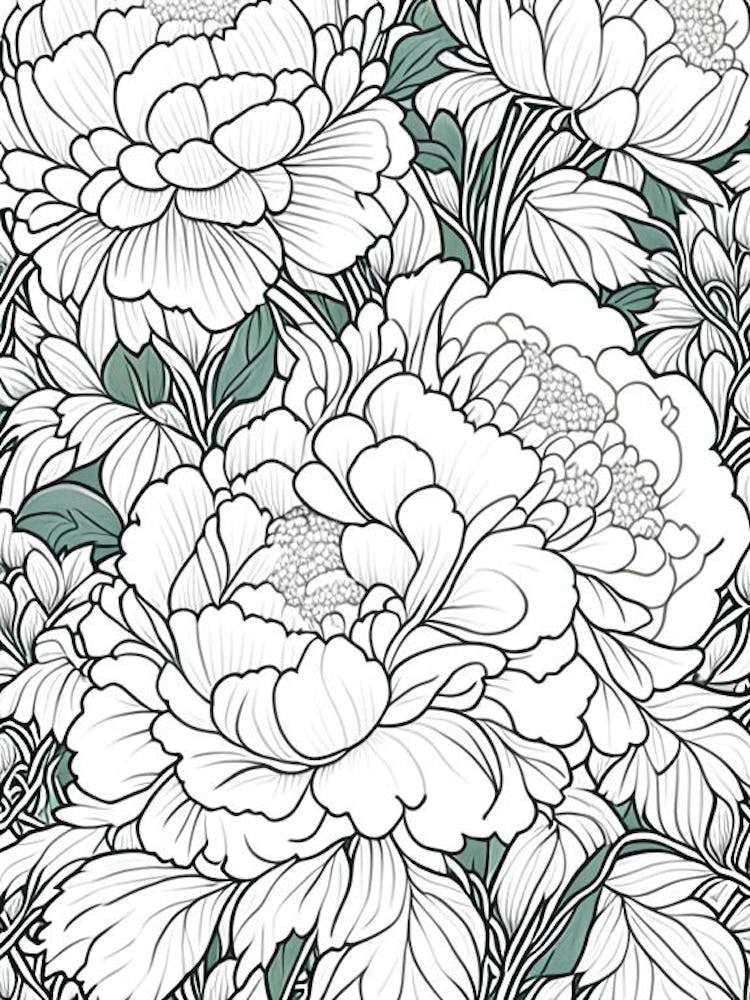 Shirley Temple Peonies 1 Drawing