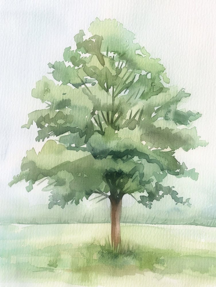 Chestnut Tree Atmospheric Watercolour Painting 8