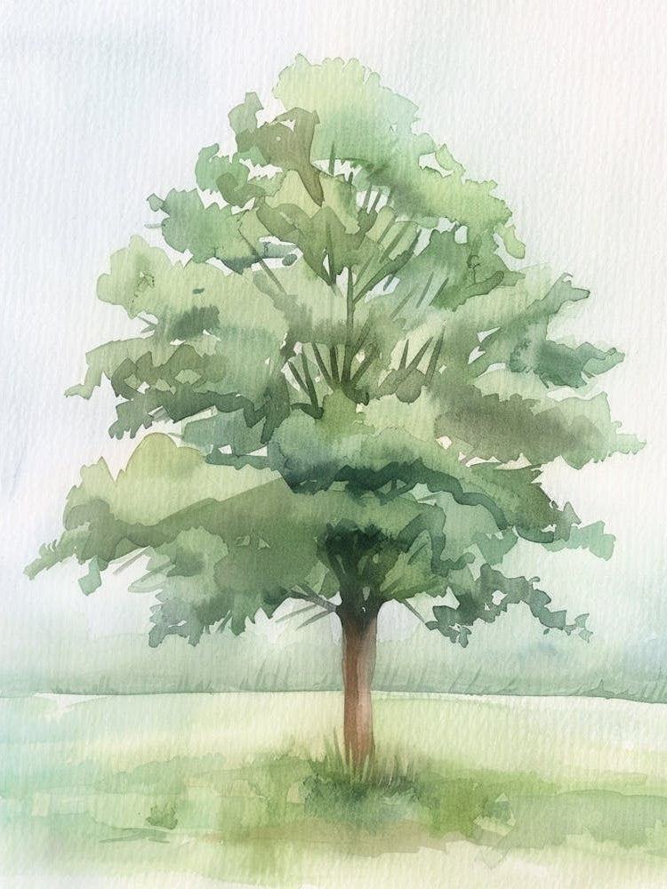 Chestnut Tree Atmospheric Watercolour Painting 8