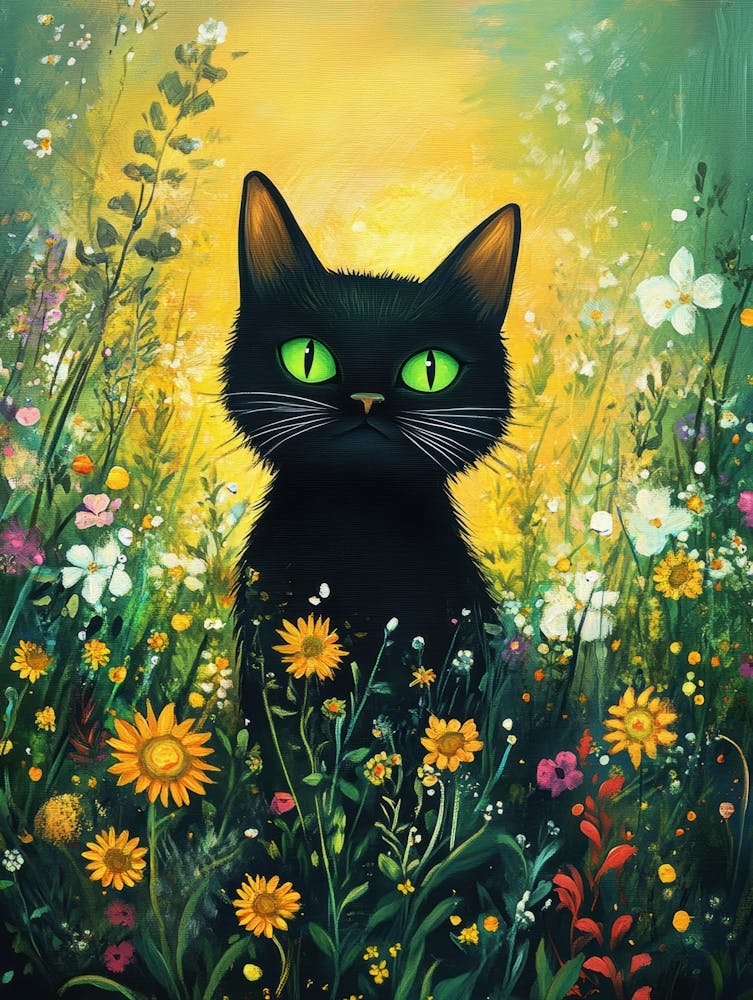 Black Cat In The Meadow 3