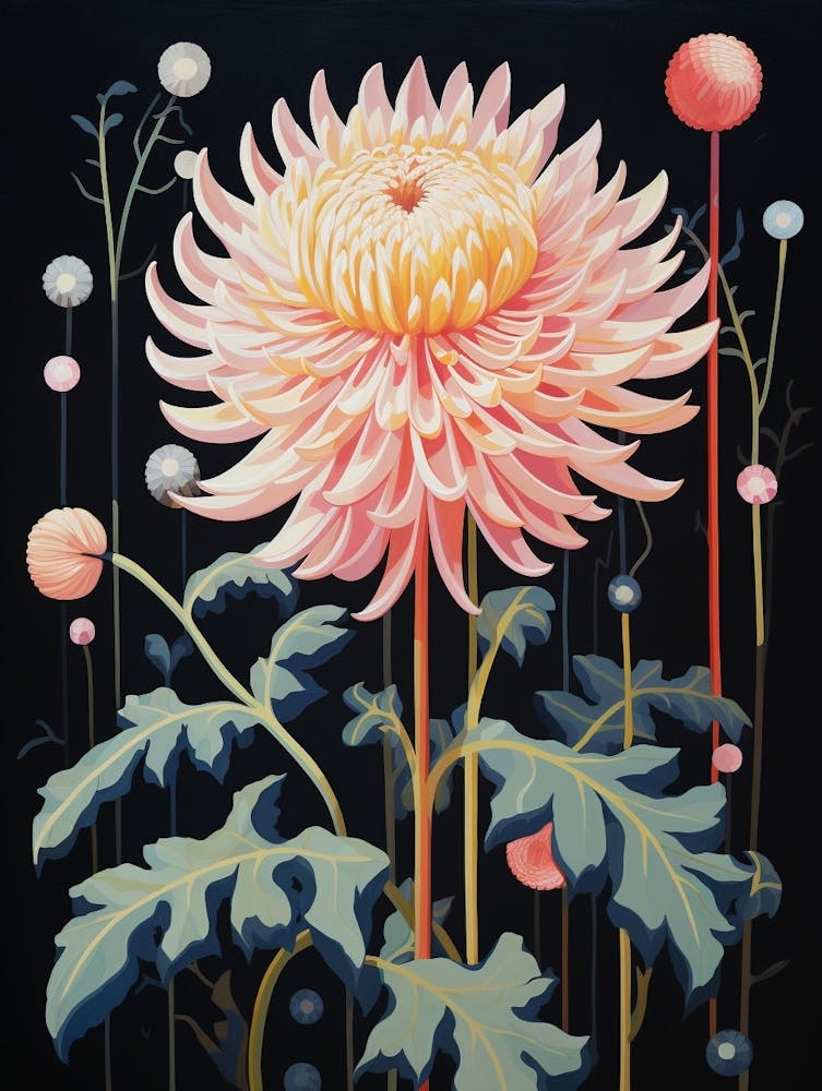 Dahlie 2 Hilma Af Klint Inspirierte Blumenillustration