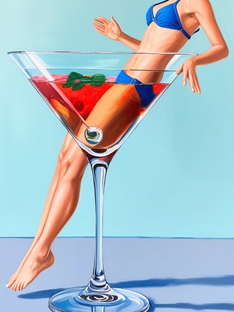Pin-Up Girl In Martini Glass