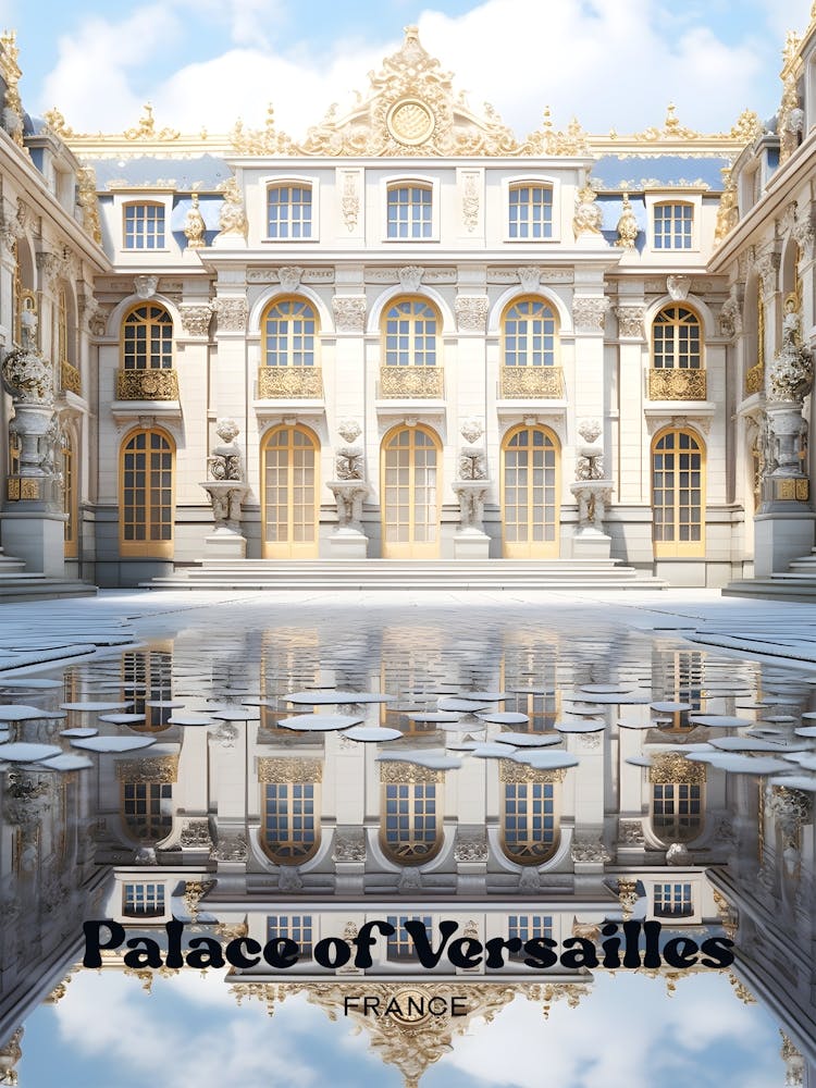 Palace of Versailles Paris France Royal Travel Art Illustration