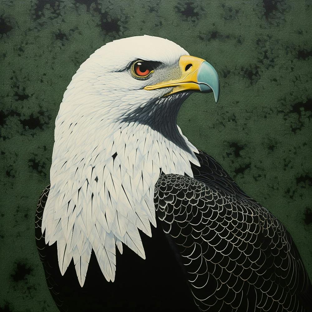 Ohara Koson Inspired Bird Painting Bald Eagle 3 Square