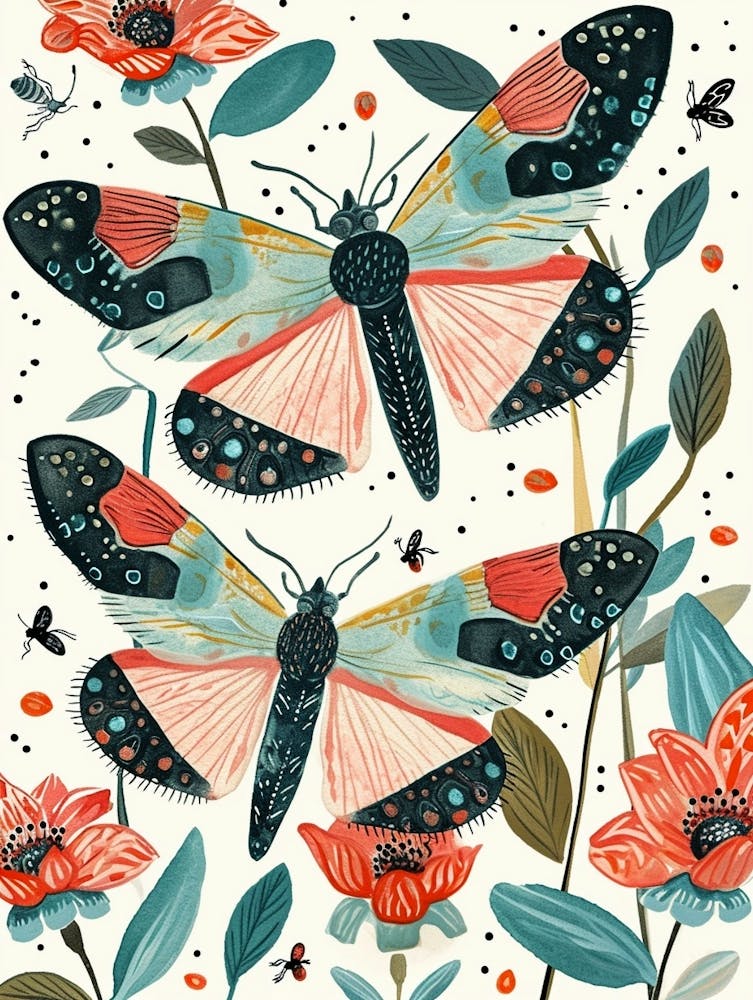 Farbenfrohe Insekten-Illustration Florfliege 5