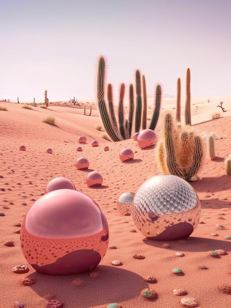 Disco Balls 3d In The Desert 3