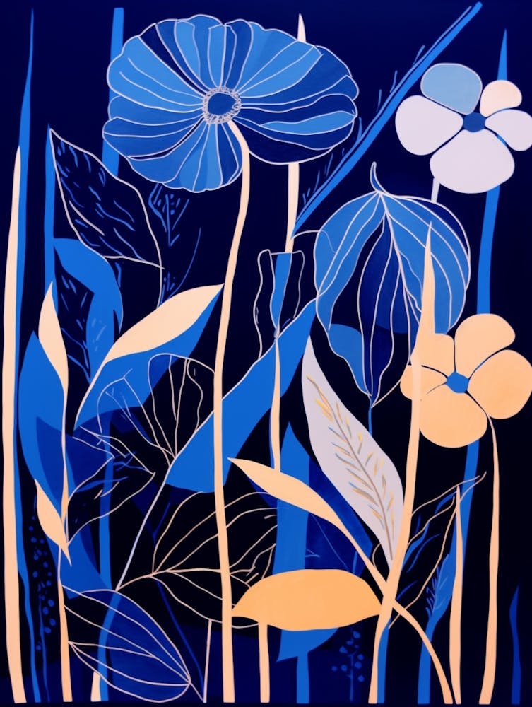 Blue Flower Illustration Heliconia 2