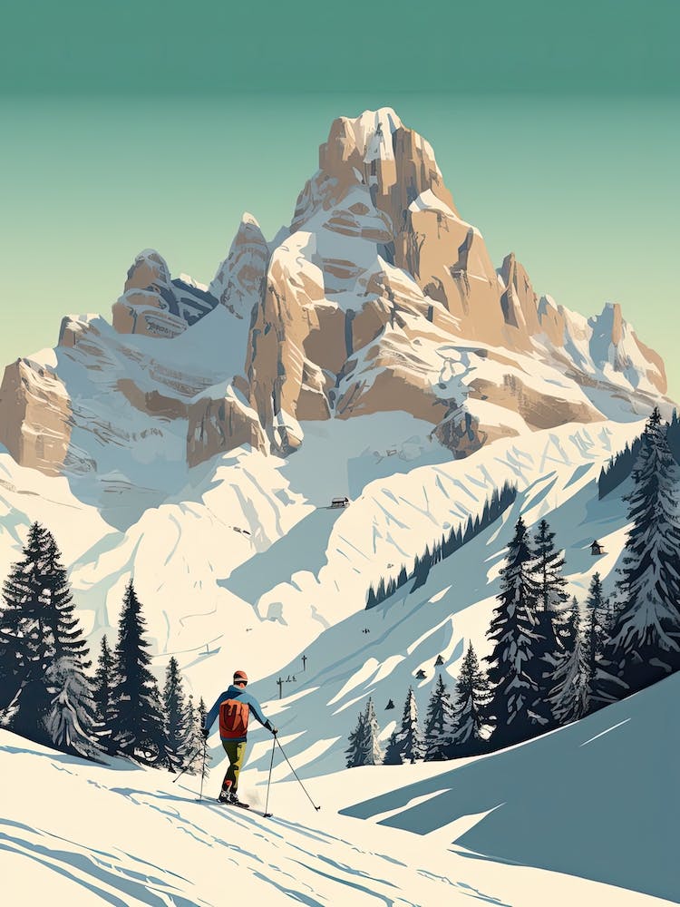 Cortina D Ampezzo   Italy, Ski Resort Illustration 0 Simple Style