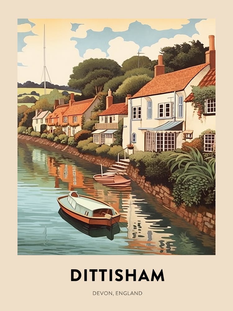 Devon Vintage Travel Poster Dittisham