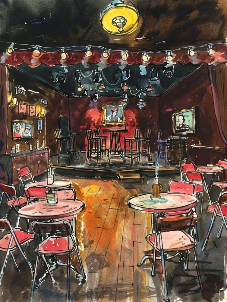 Storybook Illustration Comedy Club Austin Texas 2