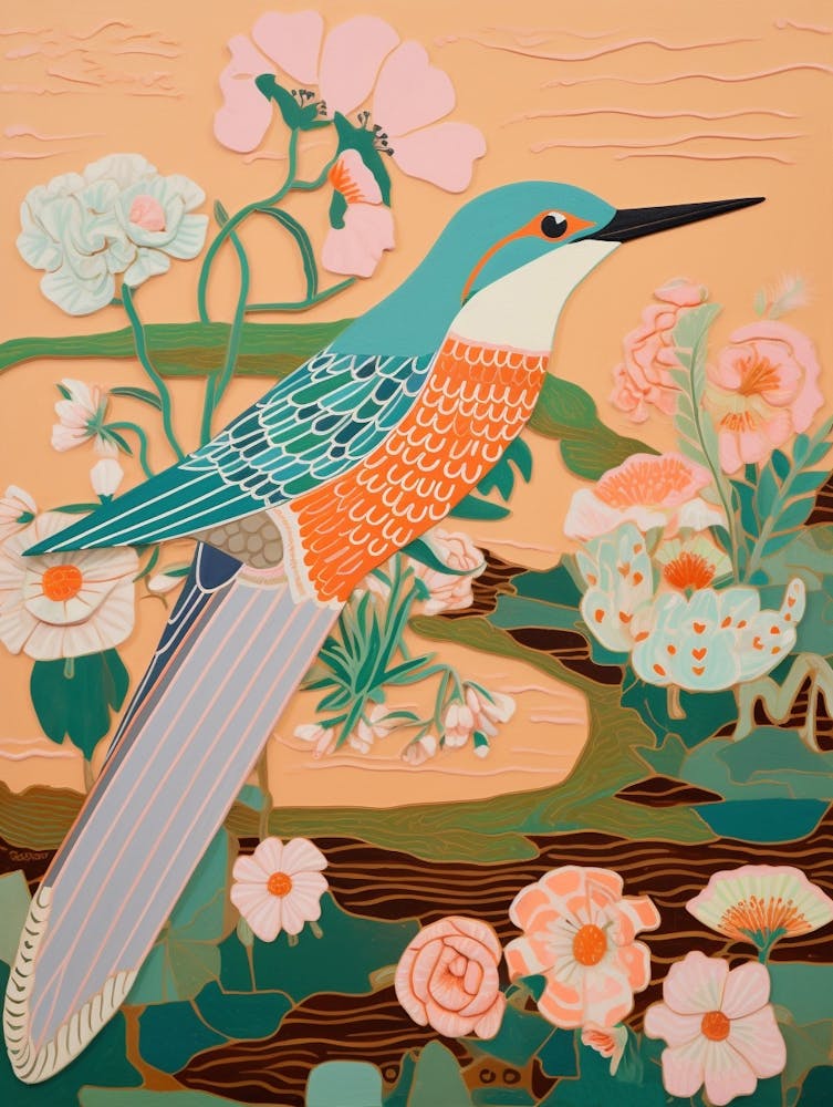 Maximalist Bird Painting Kingfisher 1