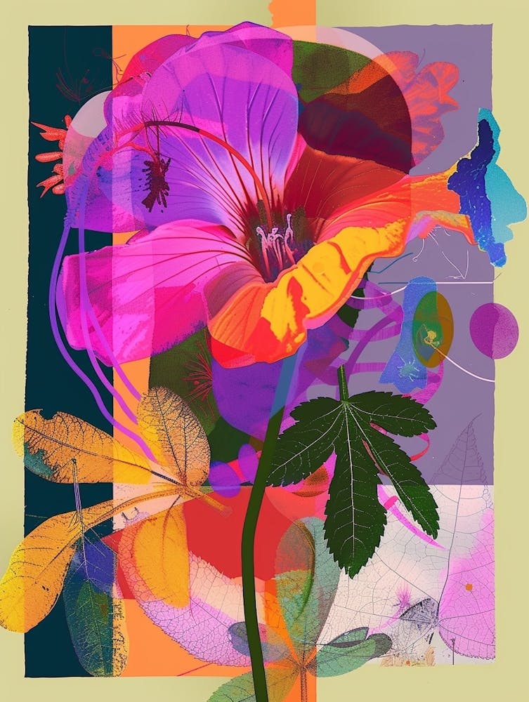 Geranium 2 Neon Flower Collage