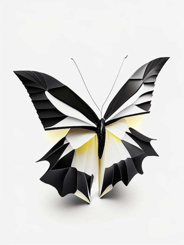 Schwarzer Schwalbenschwanz Schmetterling Origami-Stil 1