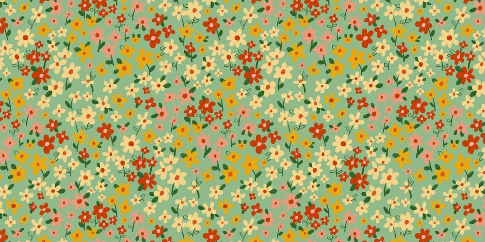 Meadow Ditsy Floral Pattern Seafoam