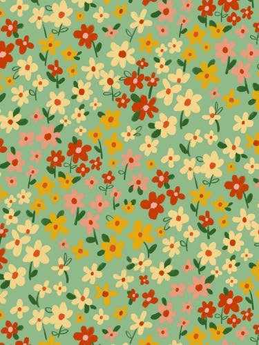 Meadow Ditsy Floral Pattern Seafoam