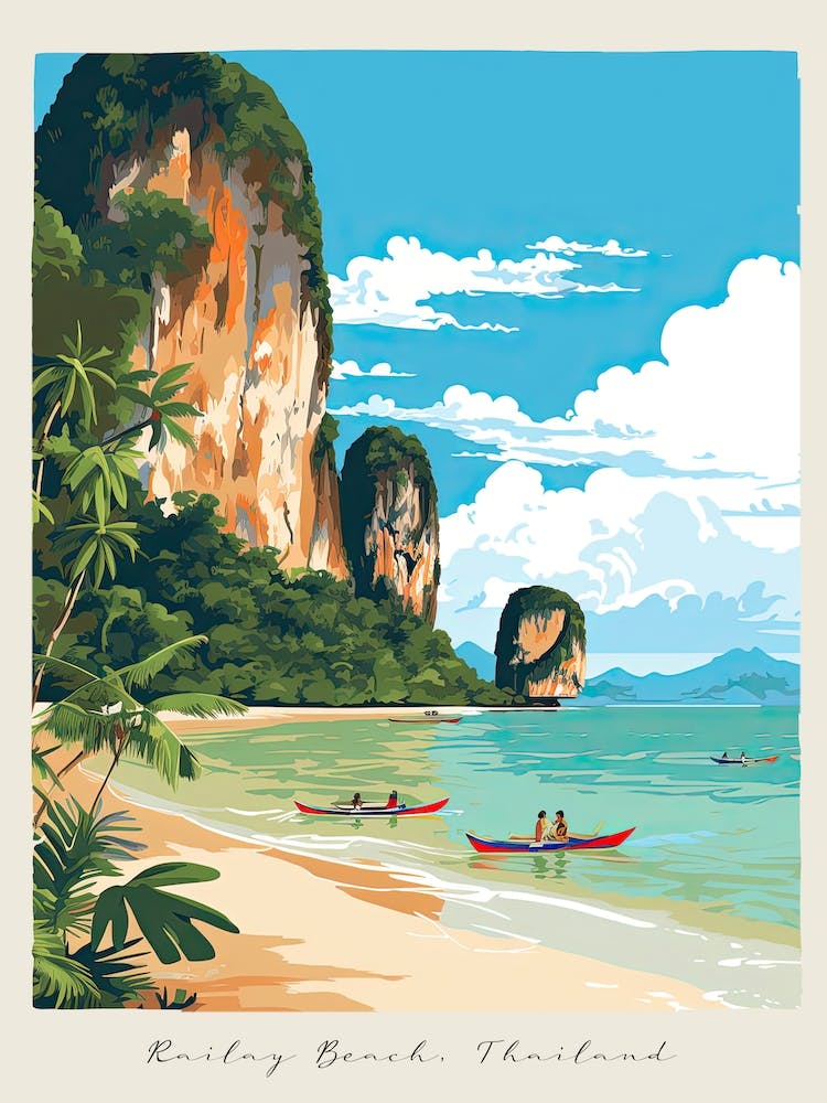 Poster Of Railay Beach, Krabi, Thailand, Matisse And Rousseau Style 4