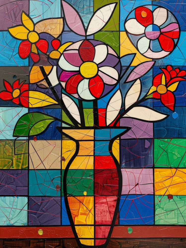 Stained Glass Flowers In A Vase 2